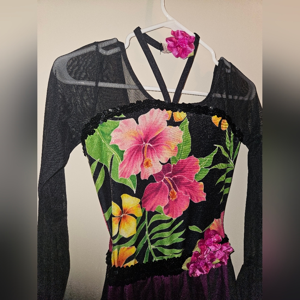 Floral Mesh Long‎ Sleeve Dress